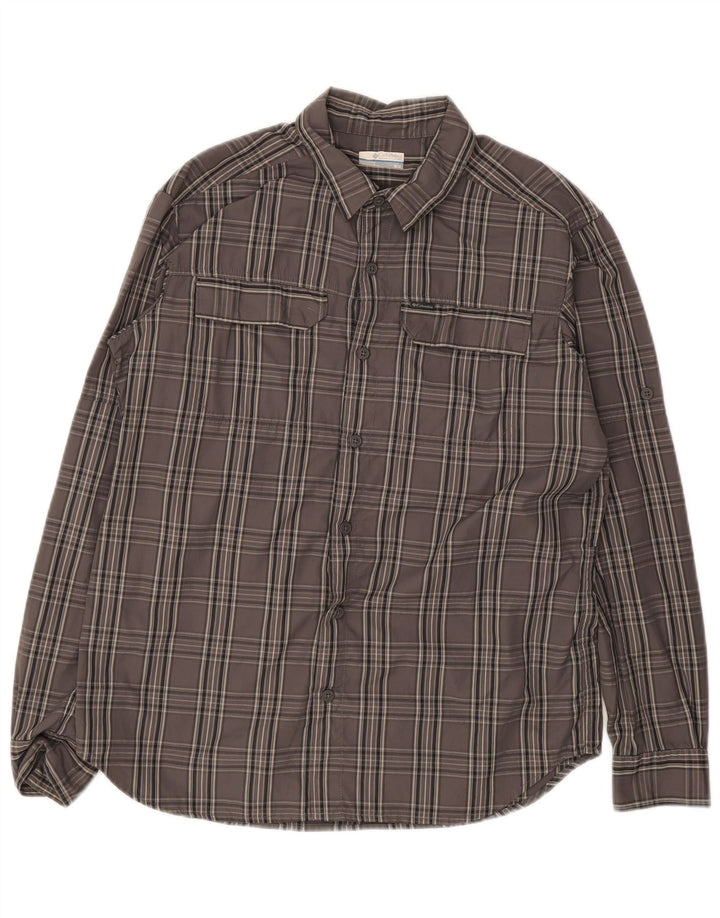 Columbia Herrenhemd aus mittelgrau kariertem Nylon