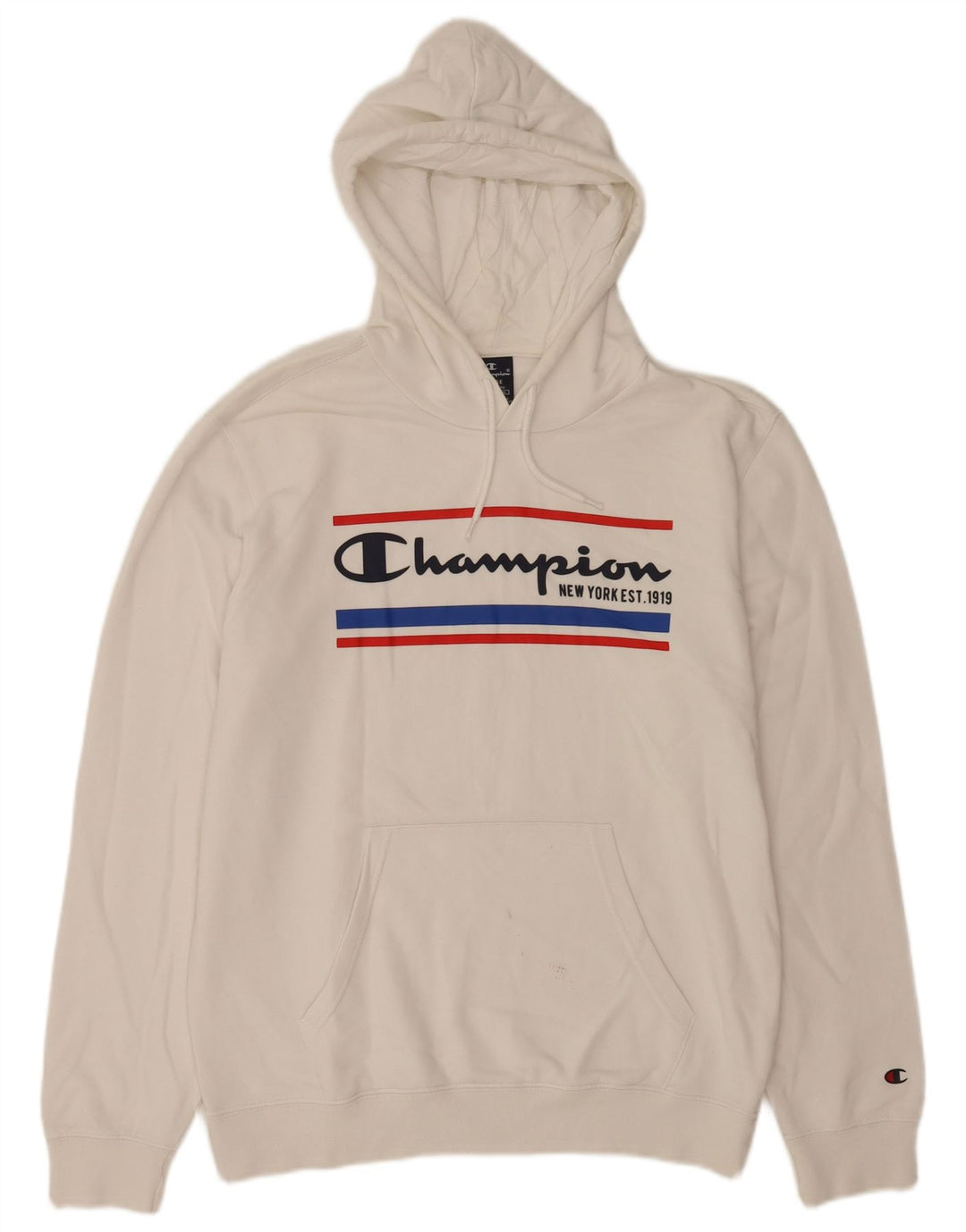 Champion Herren-Kapuzenpullover mit Grafik, Größe L, Weiß