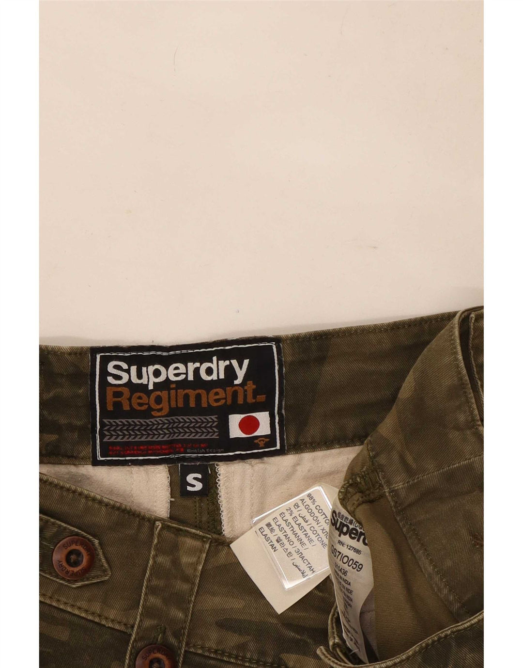 Superdry Damen Cargoshorts Small W30 Khaki Camouflage Baumwolle