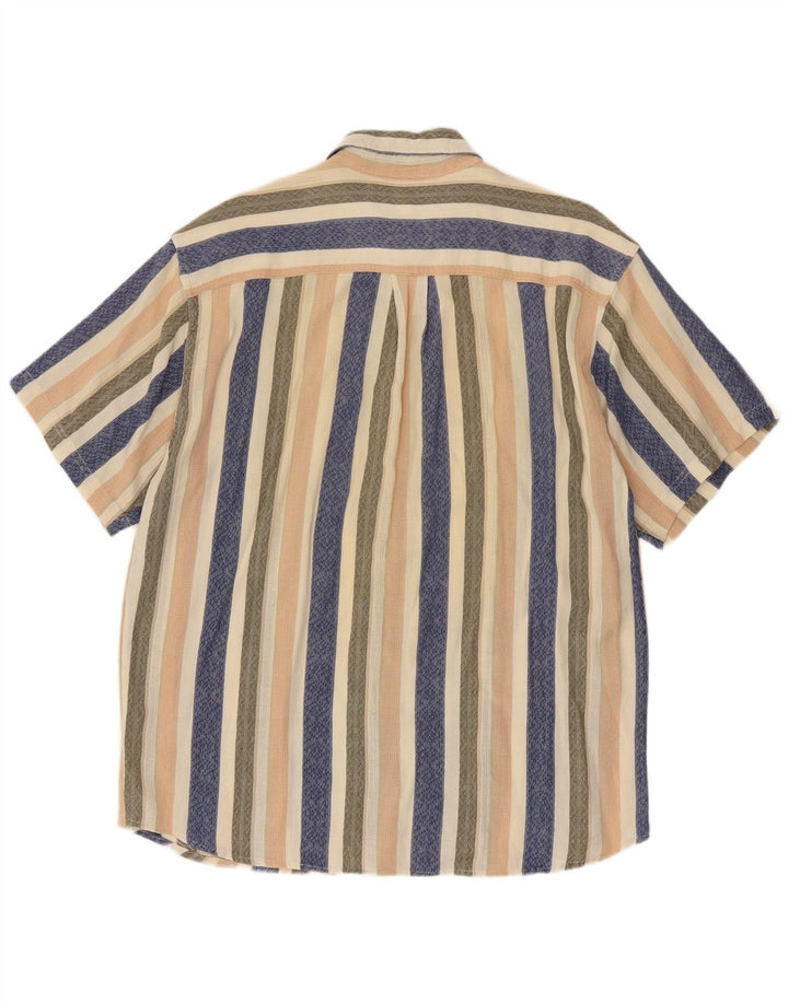 Vintage Herren Kurzarmhemd XL Mehrfarbig gestreift aus Baumwolle