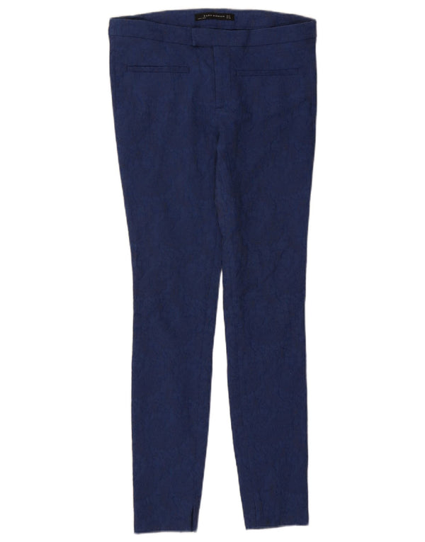 Zara Skinny-Freizeithose für Damen, Größe S, W26, L28, Blau, Paisleymuster