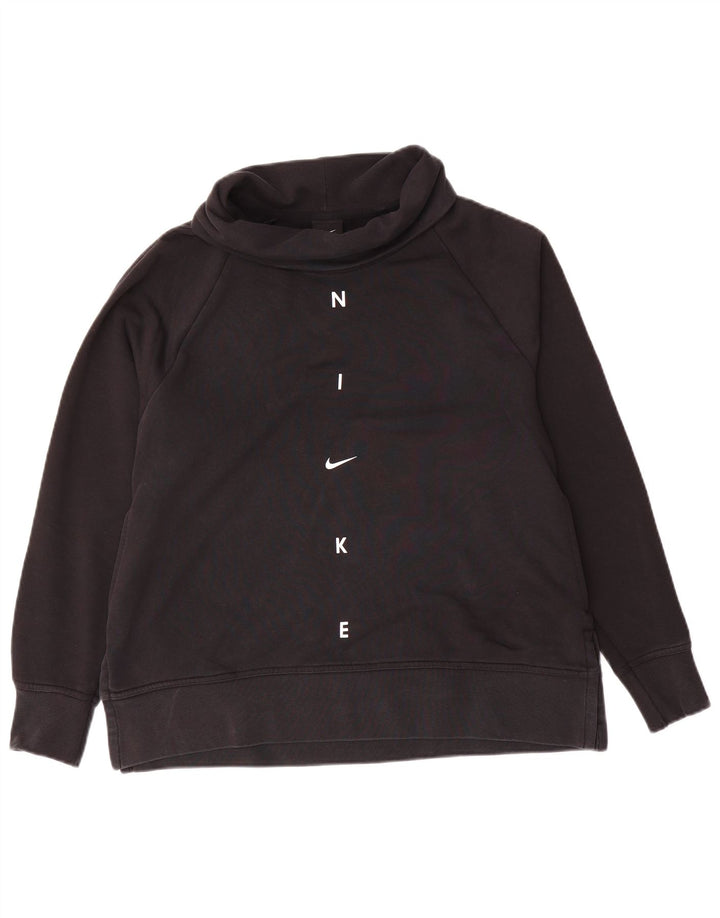 Nike Womens Graphic Oversized Sweatshirt Pullover UK 10 Small Schwarz Baumwolle