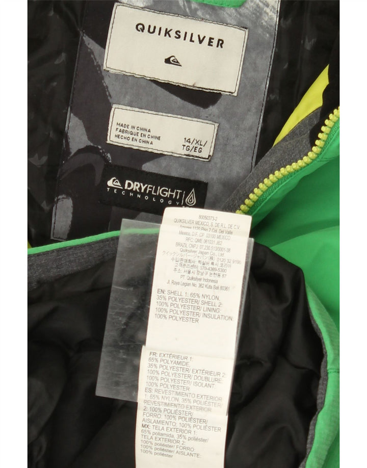 QUIKSILVER Jungen-Windjacke mit Kapuze, 13–14 Jahre, XL, grünes Nylon