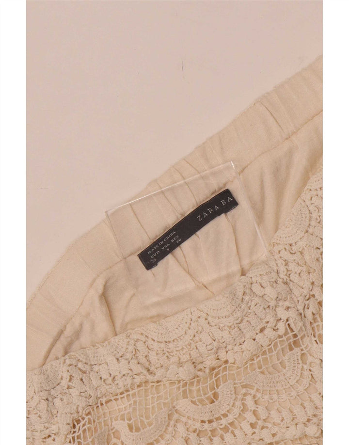 Zara Damen Häkel-Hotpants Small W26 Off White