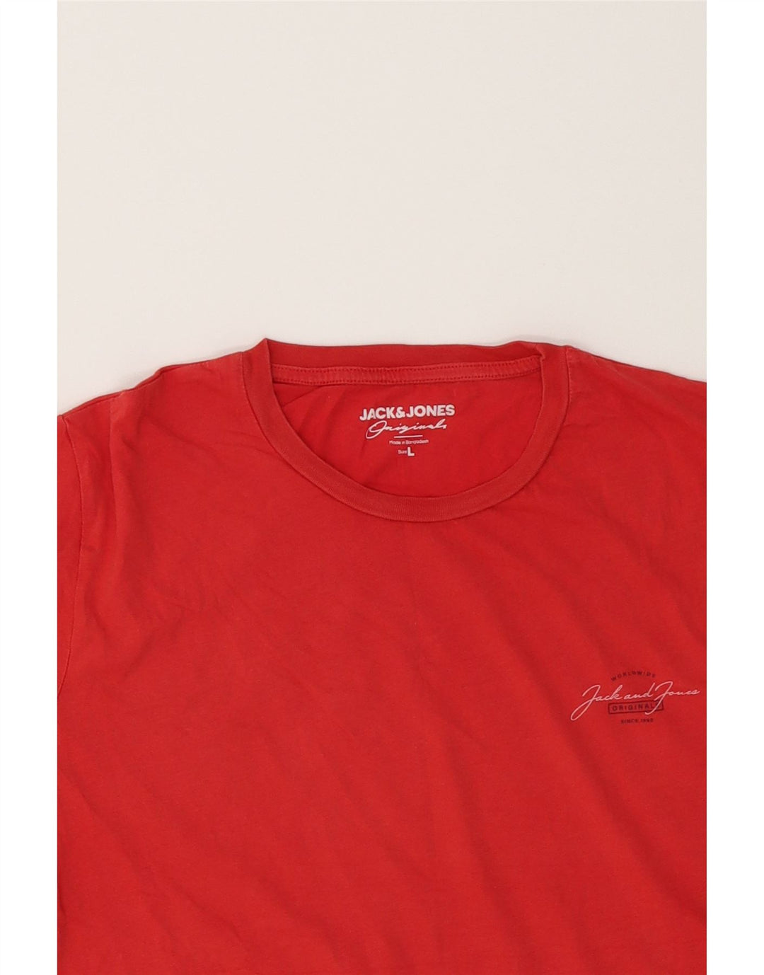 JACK & JONES Mens T-Shirt Top Large Red Cotton Vintage Jack & Jones and Second-Hand Jack & Jones from Messina Hembry 