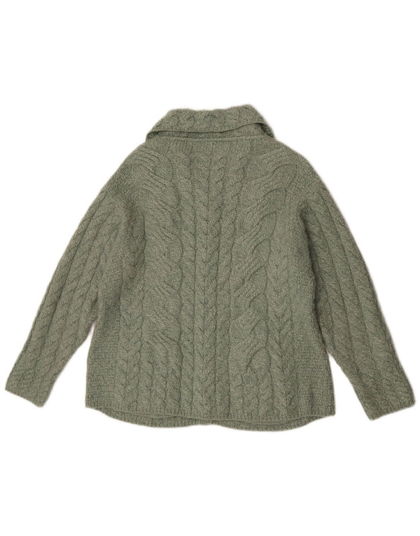 Carraig Donn Womens Cardigan Sweater UK 16 Large Green Merino Wool