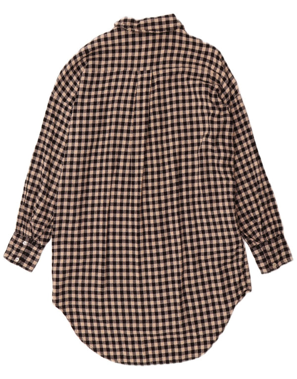 Zara Womens Graphic Shirt Dress UK 14 Medium Black Gingham Cotton
