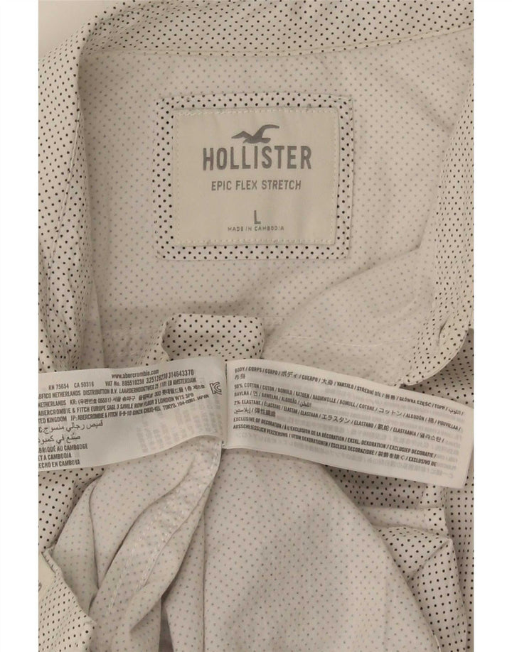 Hollister Herrenhemd aus Baumwolle, groß, weiß gefleckt