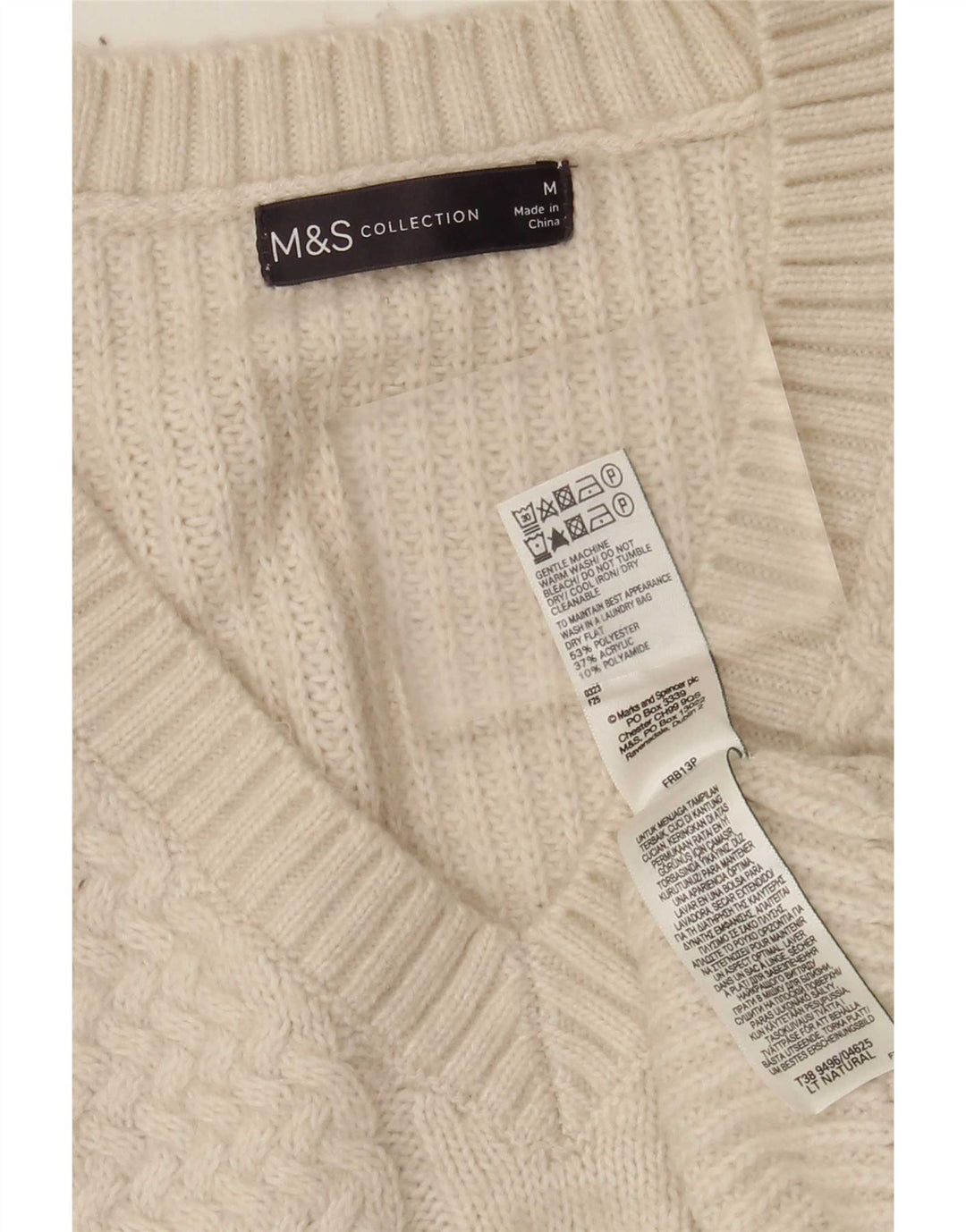 Marks & Spencer Damen-Pullover mit V-Ausschnitt, Gr. 14, Mittel, gebrochenes Weiß