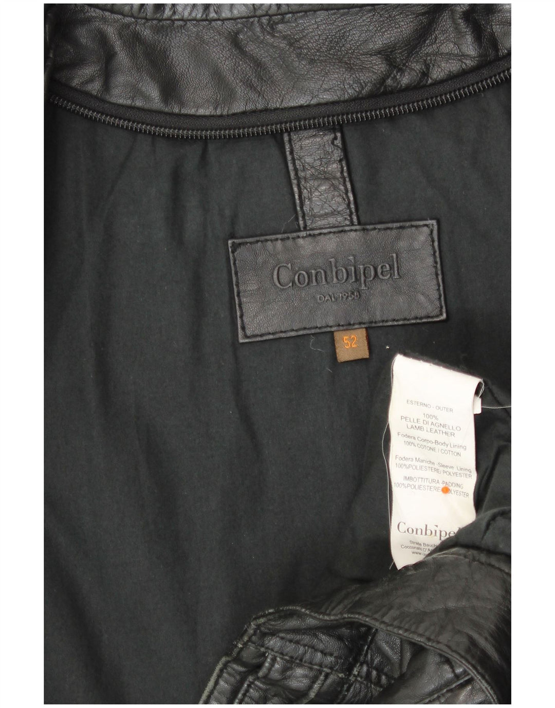 CONBIPEL Mens Leather Racer Jacket IT 52 Large Black Leather