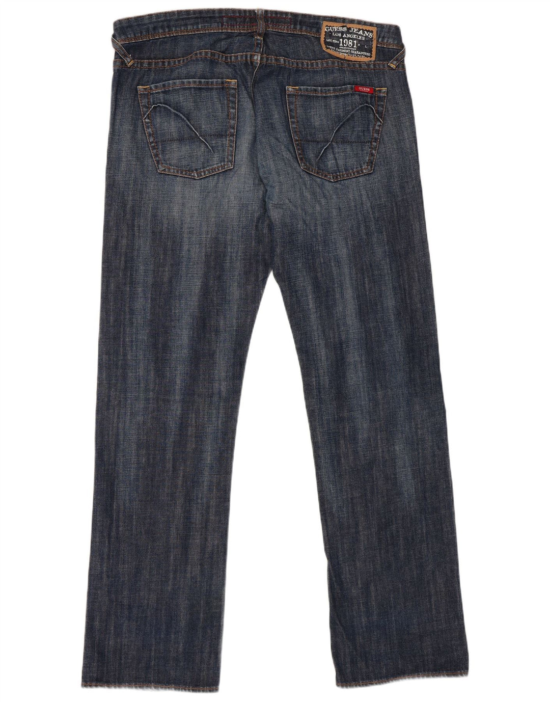 Guess Herren Straight Jeans W38 L34 Blaue Baumwolle