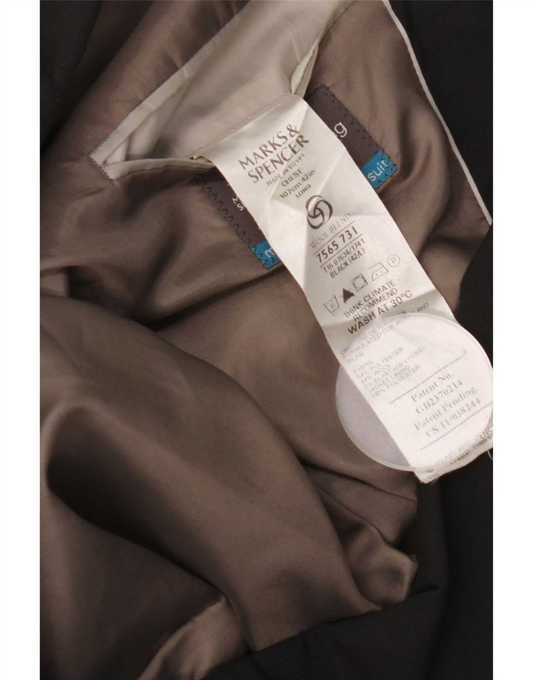 Marks & Spencer Herren-Blazer mit 3 Knöpfen, Gr. 42, Größe L, Schwarz, Polyester