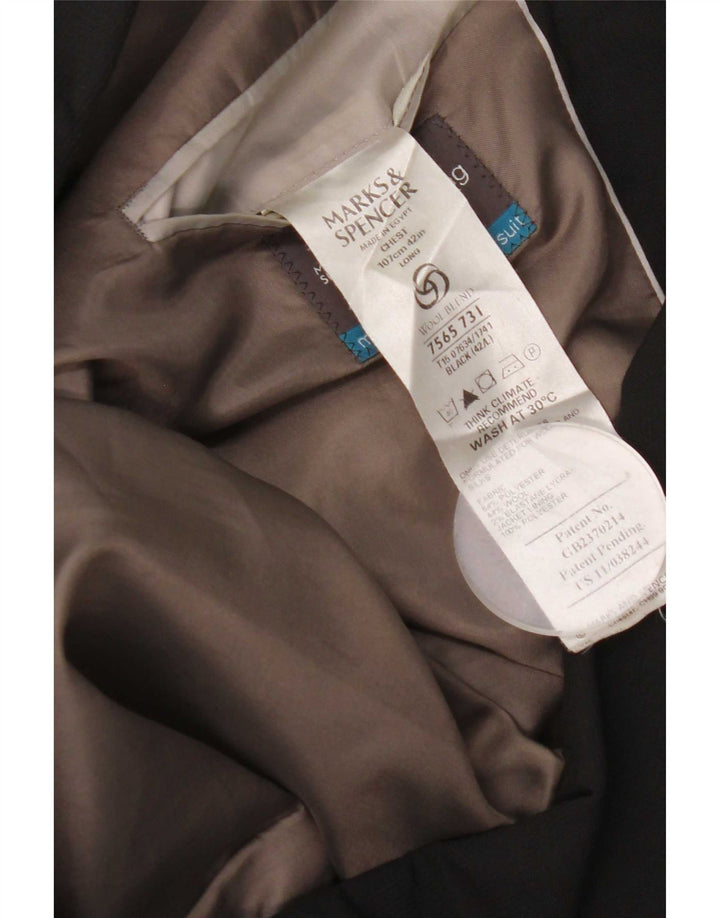 Marks & Spencer Herren-Blazer mit 3 Knöpfen, Gr. 42, Größe L, Schwarz, Polyester