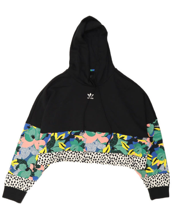 Adidas Damen Her Graphic Übergroßer Kapuzenpullover UK 14 Medium Black Floral