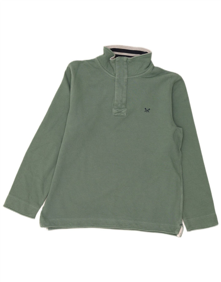 Crew Clothing Herren-Sweatshirt mit 1/4-Reißverschluss, reguläre Passform, Mittelgrün