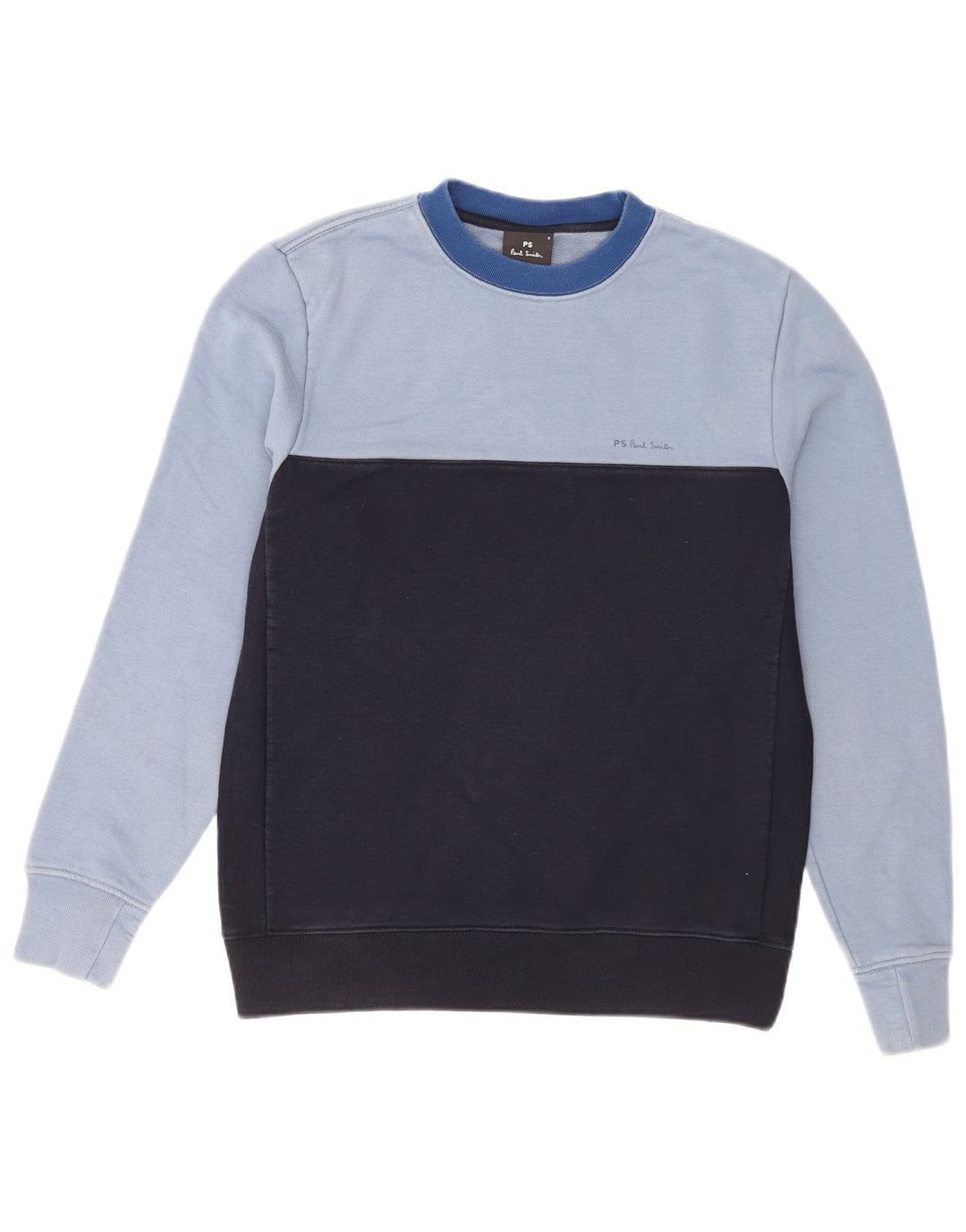 Paul Smith Herren-Sweatshirt mit normaler Passform, klein, blau, Colourblock-Baumwolle