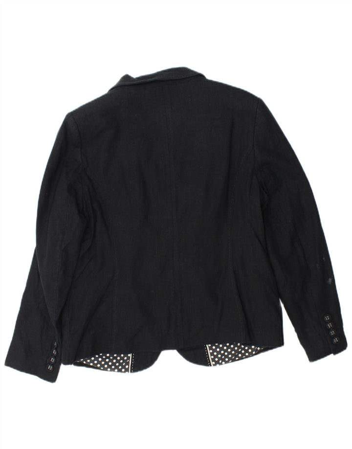 Marks & Spencer Damen-Blazerjacke mit 3 Knöpfen, Gr. 16, Grau, Leinen