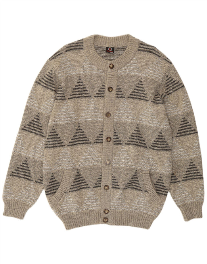 Rinaldi Herren-Strickjacke, große graue geometrische Wolle