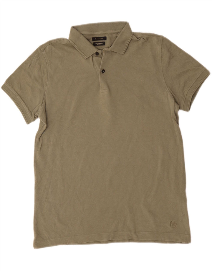 Massimo Dutti Herren-Poloshirt aus mittlerer Khaki-Baumwolle