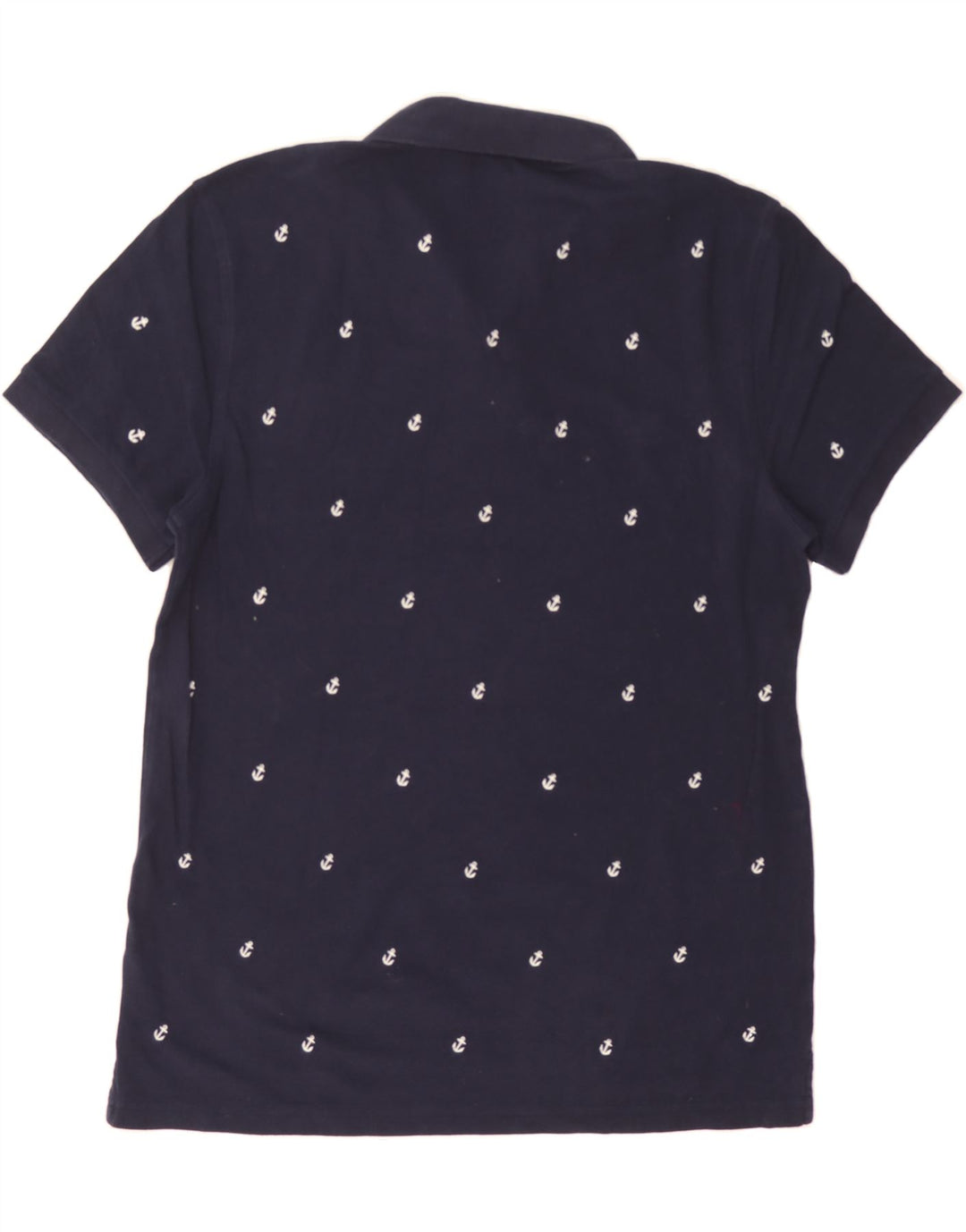 J. CREW Mens Abstract Pattern Slim Fit Polo Shirt Large Navy Blue Cotton Vintage J. Crew and Second-Hand J. Crew from Messina Hembry 
