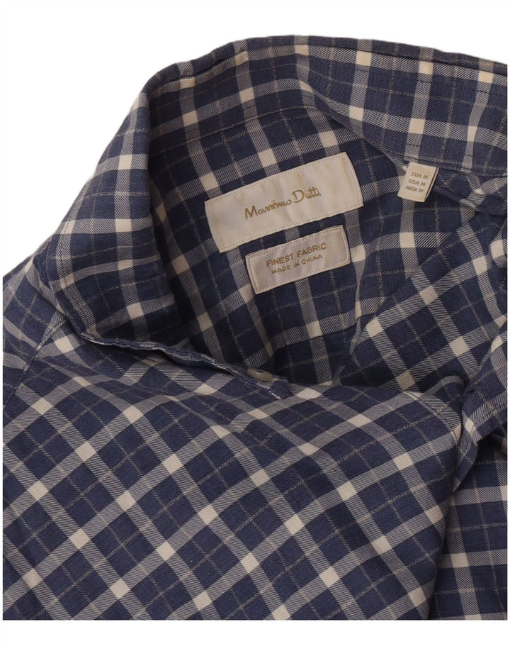 Massimo Dutti Herren-Flanellhemd, mittelgroß, marineblau kariert