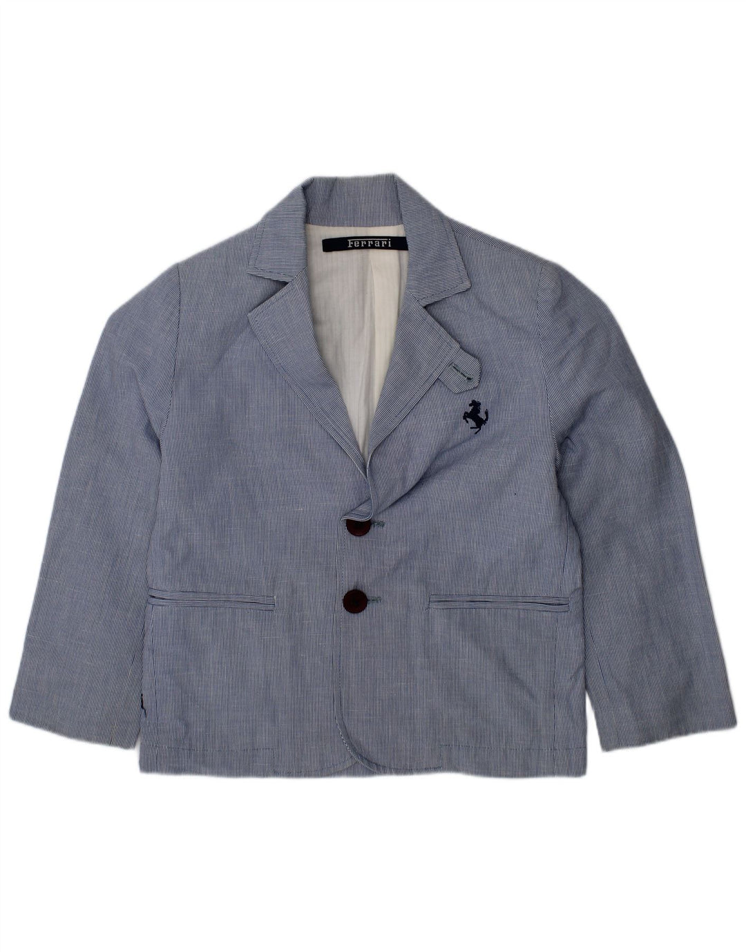 Ferrari Jungen-Blazer mit 2 Knöpfen, 3–4 Jahre, blaue Nadelstreifen