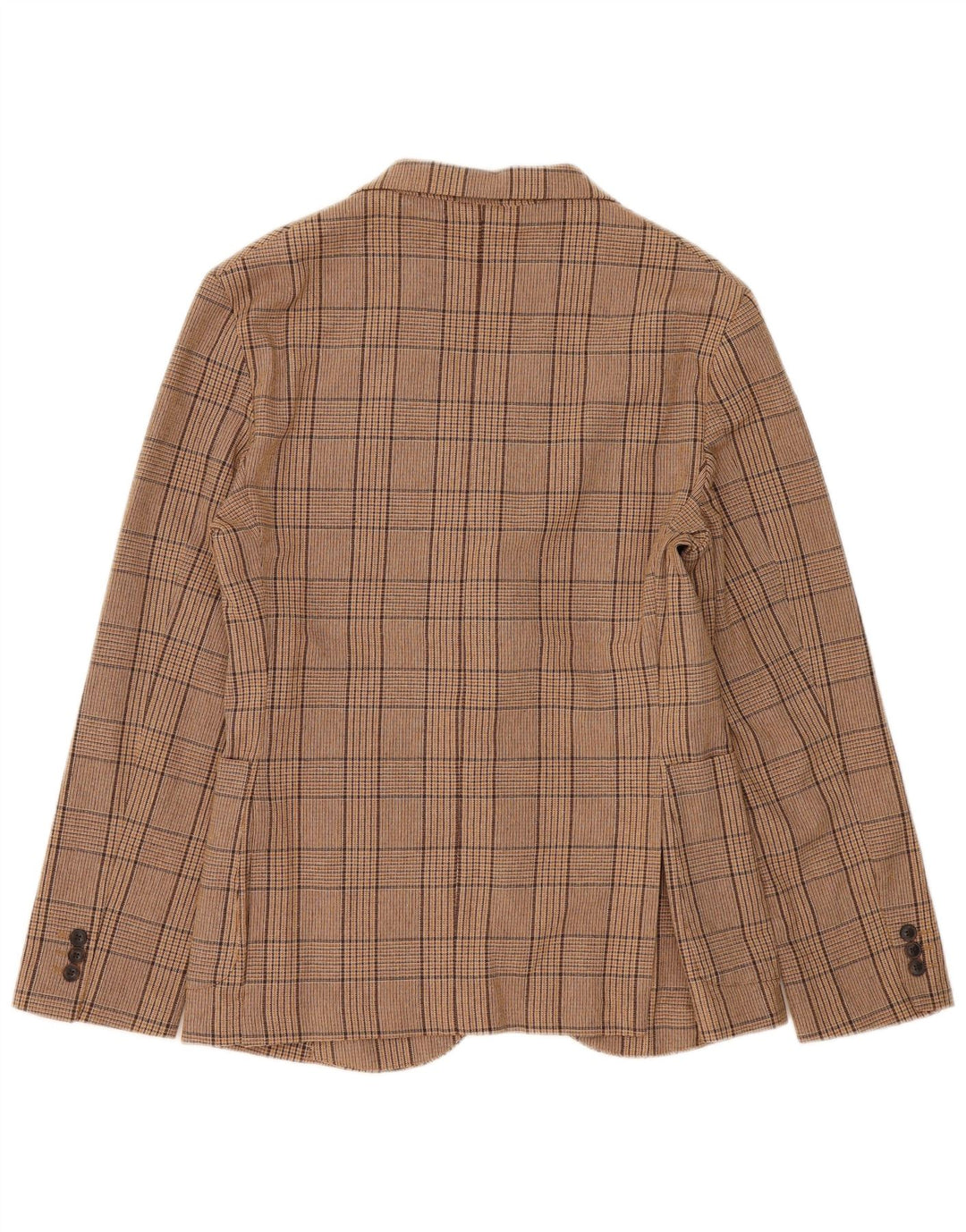 Zara Herren-Blazer mit 2 Knöpfen, UK 38, mittelbraun, kariert, Baumwolle