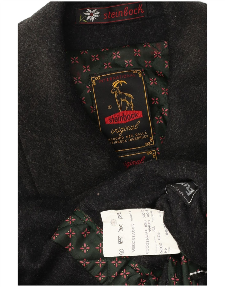 Steinbock Herren Loose Fit Mantel EU 44 XS Schwarze Wolle
