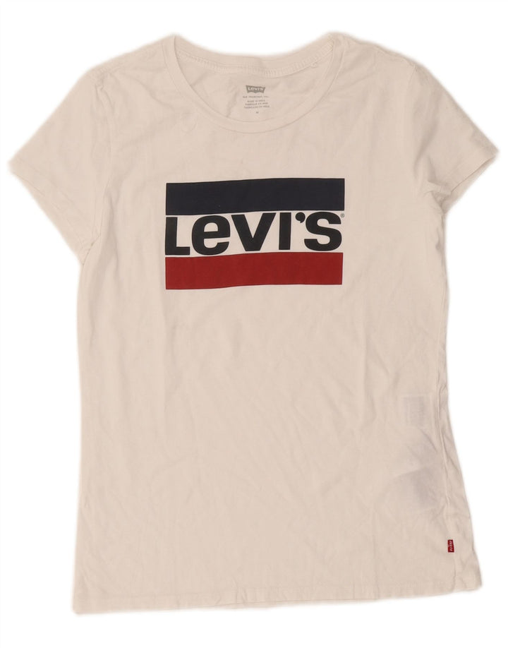 Levi's Damen-T-Shirt mit Grafik, UK 12, mittelweiße Baumwolle