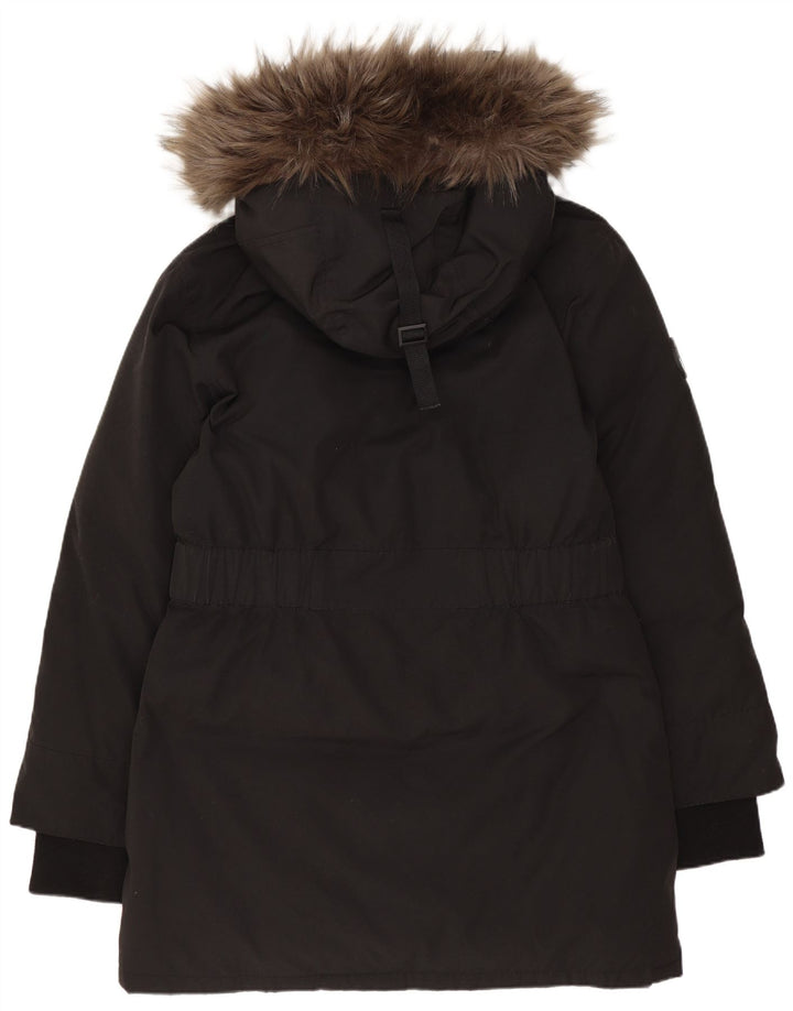 Superdry Damen Übergroßer, wattierter Mantel mit Kapuze, UK 10, Größe S, Schwarz, Polyester