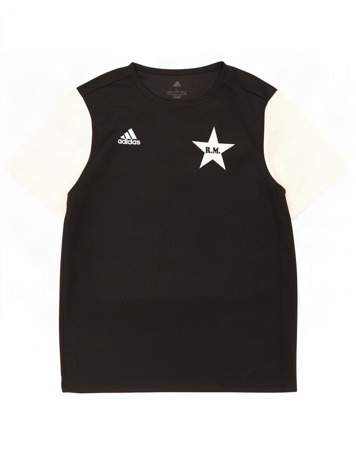 Adidas Herren Climalite Graphic T-Shirt Top Large Schwarz Colourblock Polyester