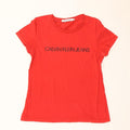 Calvin Klein Jeans Damen Grafik T-Shirt Top UK 12 Mittelrot