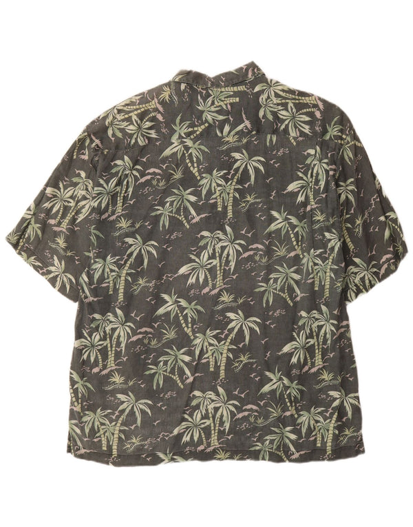 Tommy Bahama Herren-Kurzarmhemd XL, grünes Blumenmuster, hawaiianisches Leinen