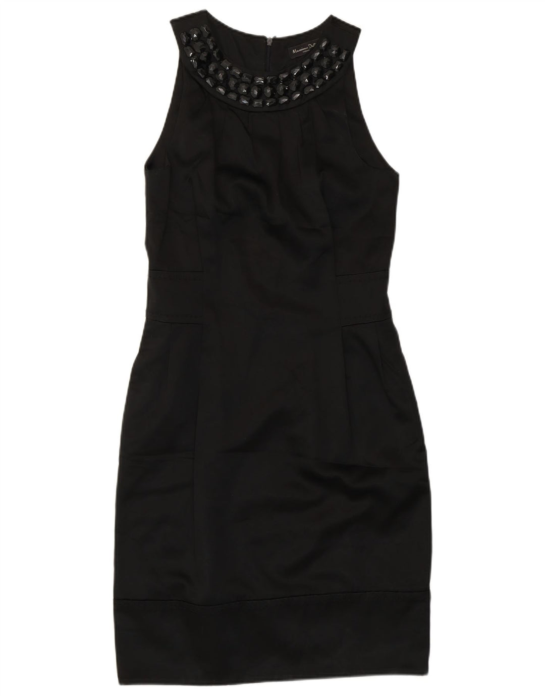 Massimo Dutti Damen Ärmelloses Etuikleid EU 38 Small Schwarze Baumwolle