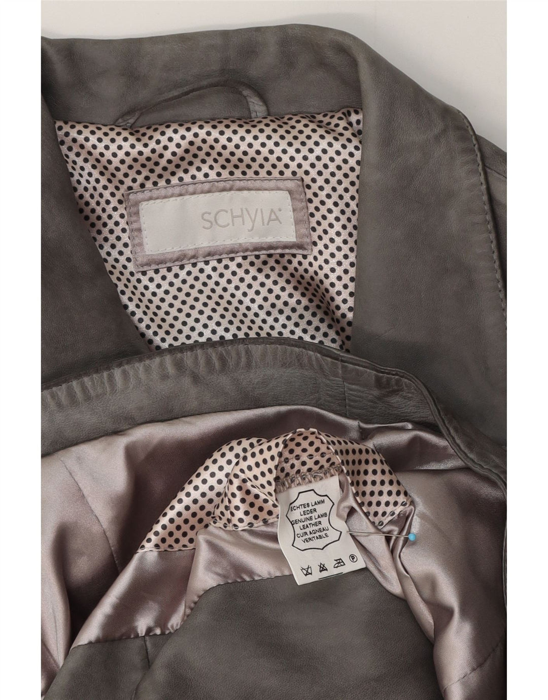 Vintage Damen Leder Bikerjacke UK 12 Mittelgraues Leder