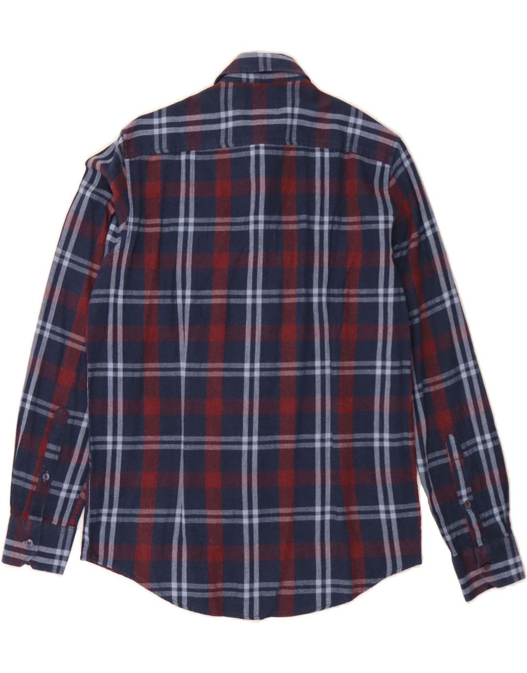 DACK'S Mens Slim Fit Shirt Medium Navy Blue Plaid Cotton Vintage Dack's and Second-Hand Dack's from Messina Hembry 