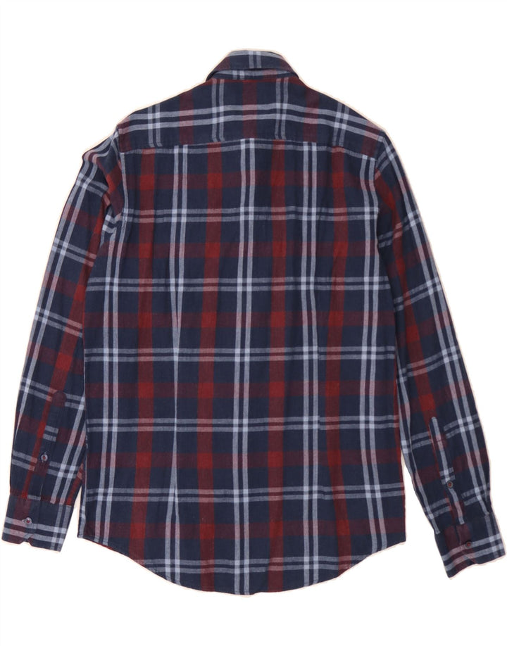 DACK'S Mens Slim Fit Shirt Medium Navy Blue Plaid Cotton Vintage Dack's and Second-Hand Dack's from Messina Hembry 