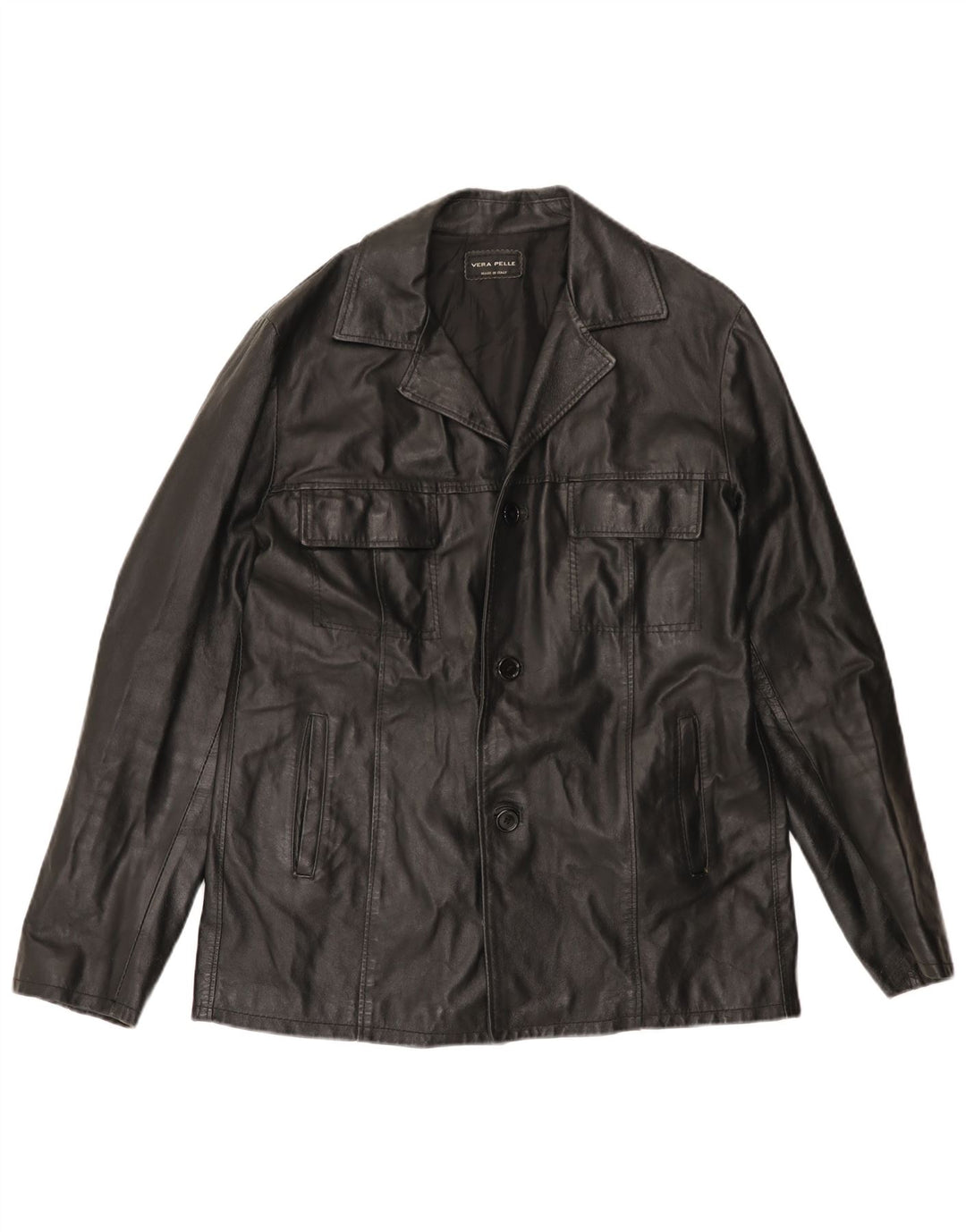 VINTAGE Herren Lederjacke UK 40 Großes schwarzes Leder