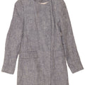Zara Damen Longline Open Blazer Jacke UK 12 Mittelblaues Leinen