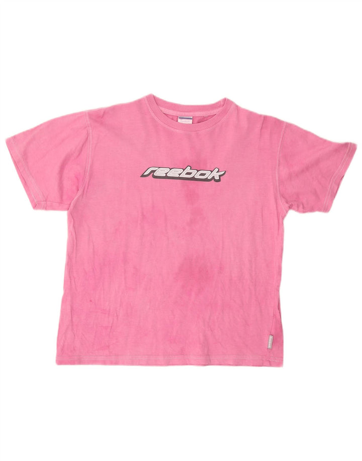 REEBOK Damen Grafik T-Shirt Top UK 18 XL Rosa Baumwolle