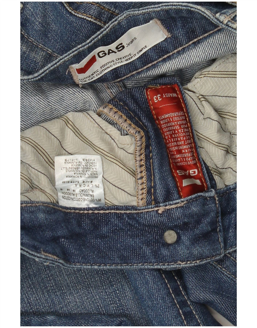 GAS Damen Straight Jeans W33 L30 Blaue Baumwolle