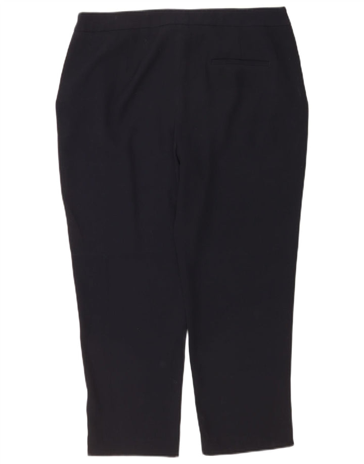 Zara Damen Tapered Cropped-Hose, Größe L, W30, L25, Marineblau, Polyester