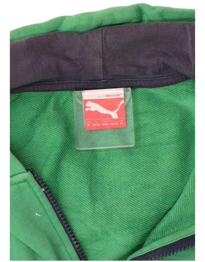 Puma Herren-Kapuzenpullover mit Reißverschluss, Mittelgrün, Farbblock