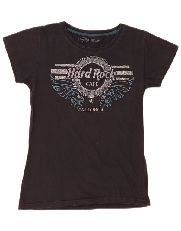 Hard Rock Cafe Damen Mallorca Graphic T-Shirt Top UK 8 Small Grau Baumwolle