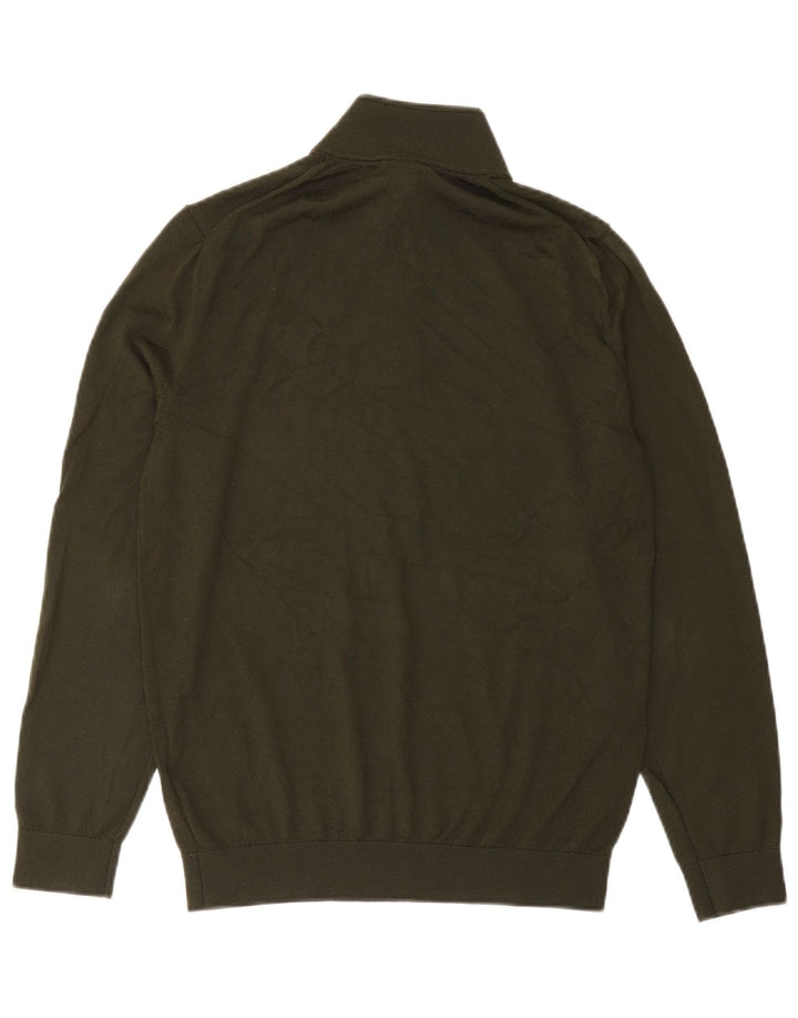 Reiss Herren-Pullover mit Reißverschluss am Hals, großes grünes Acryl