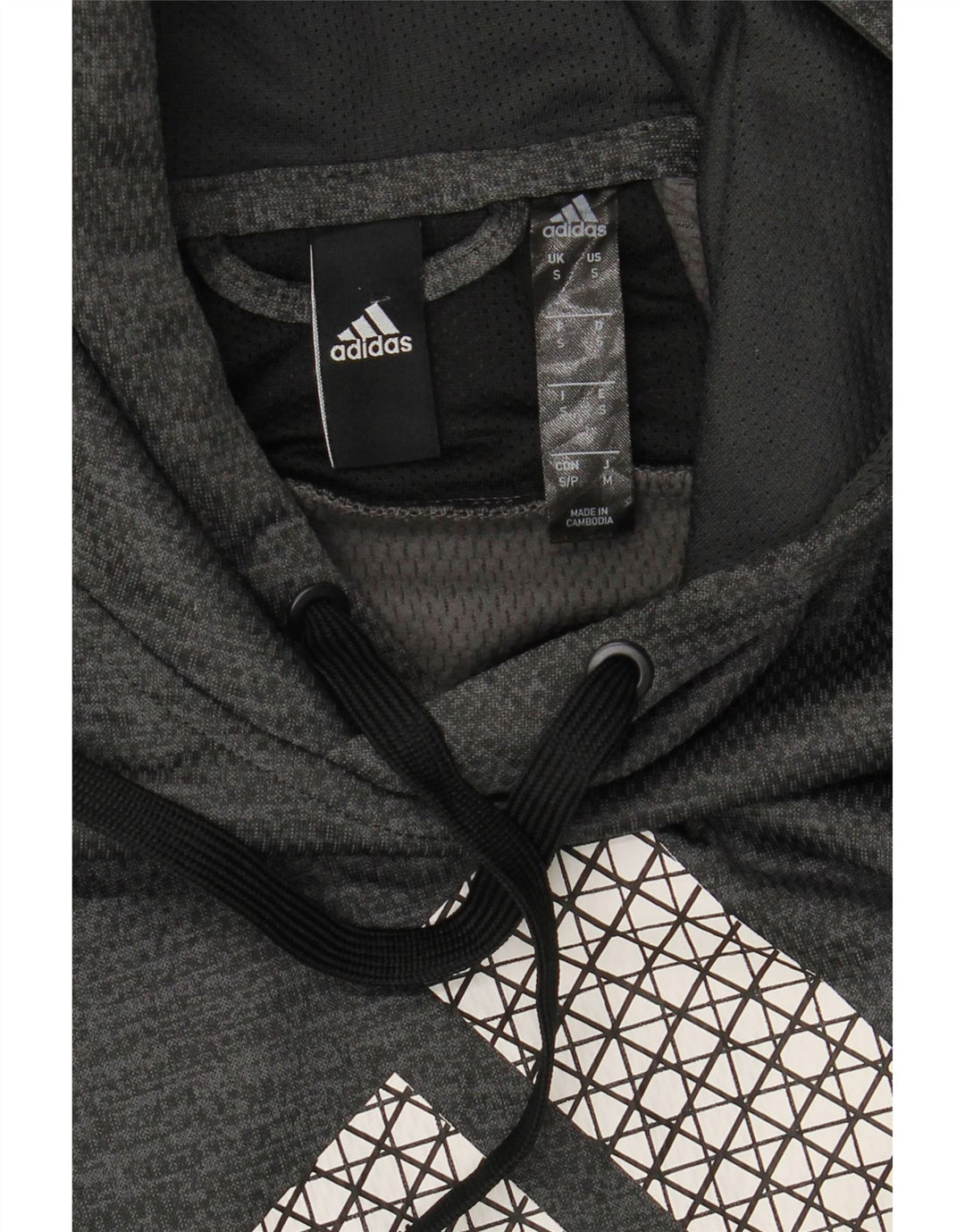 ADIDAS Mens Graphic Hoodie Jumper Small Grey Polyester
