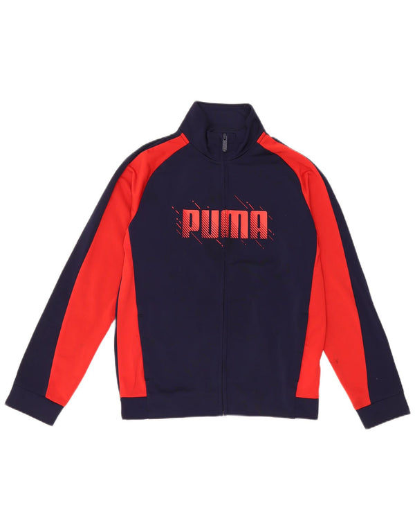 Puma Jungen Grafik-Trainingsanzug-Top-Jacke, 11–12 Jahre, Marineblau, Farbblock