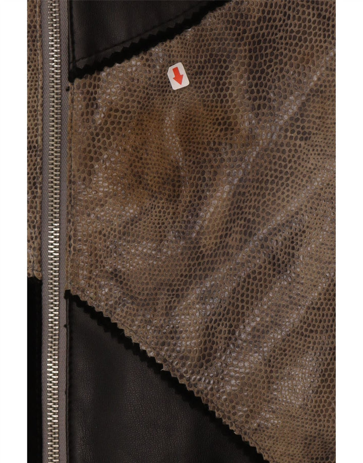 Linea Damen Lederjacke EU 46/48 2XL Schwarzes Colourblock-Leder