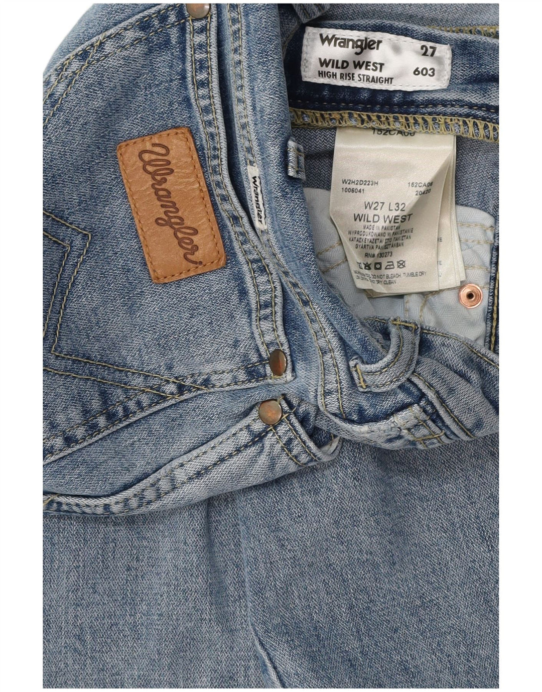 WRANGLER Damen Wild West High Rise Straight Jeans W27 L27 Blaue Baumwolle