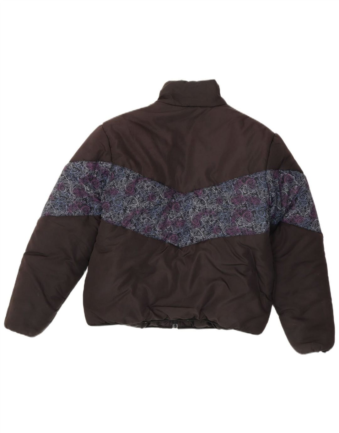 Fila Damen Loose Fit Wattierte Jacke UK 14 Mittelschwarzes Paisley-Polyester
